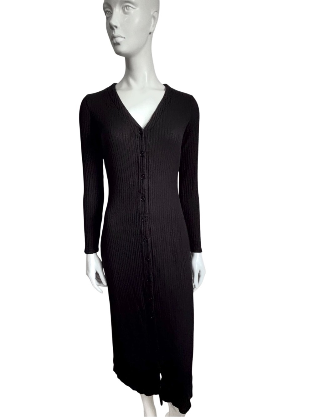 Reformation Ricky Knit Ribbed Black Dress - Picture 4 of 13